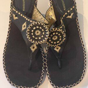 Brand New ladies black and gold heeled sandals by CL by Launday Size 6.5
